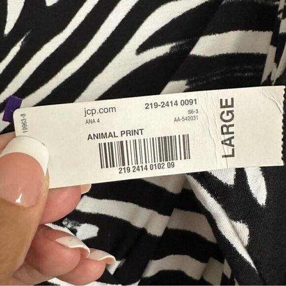 A.N.A. A New Approach Sleeveless Zebra Print Midi Dress Women's Size Large - Picture 7 of 8